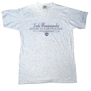 Vtg single stitch Lake Winnipesukee New Hampshire Gray coastal T shirt large